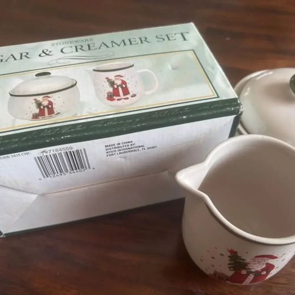 World Showcase Stoneware Santa Sugar & Creamer Set